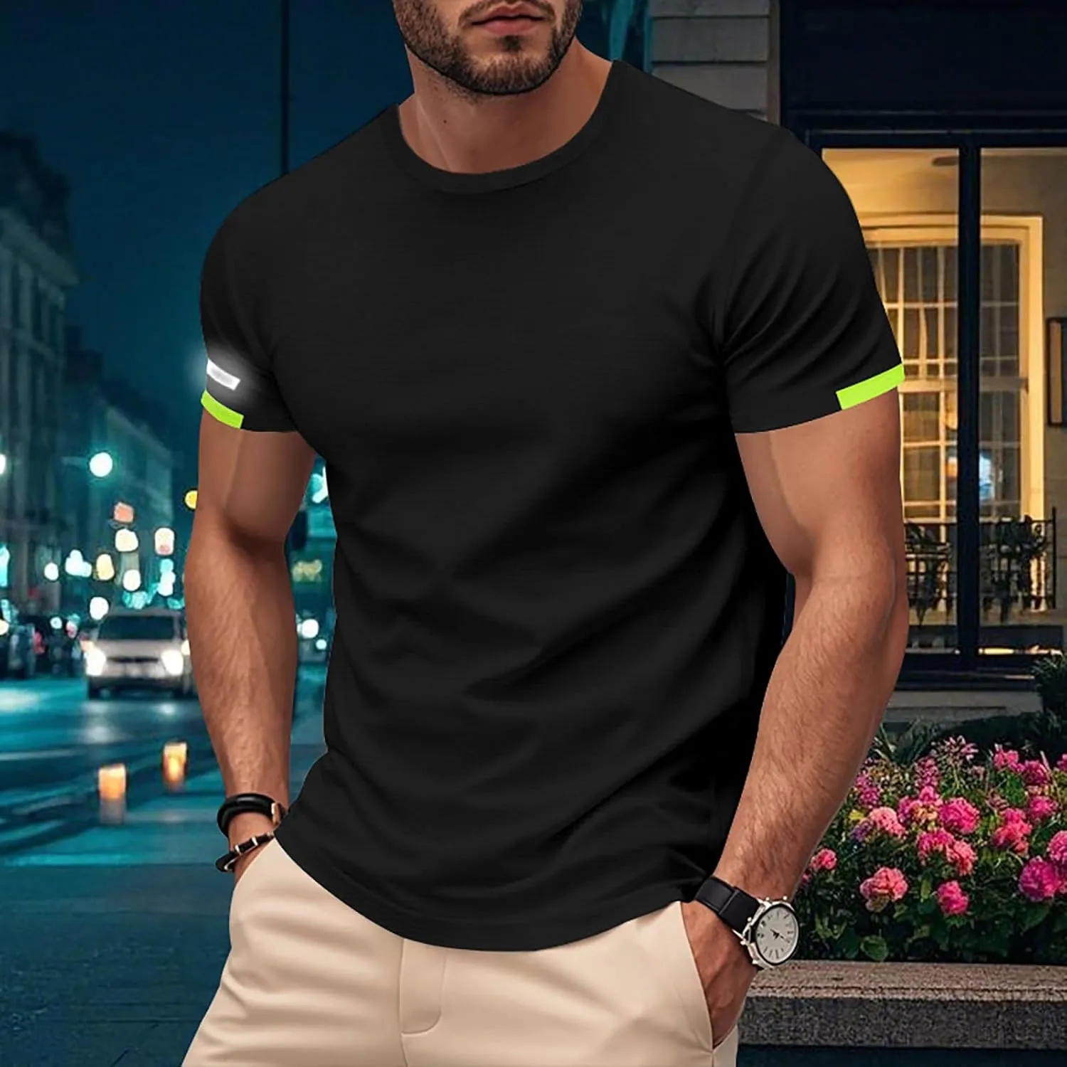 Mens T-Shirts Short Sleeve Athletic Stretch Muscle Fit Crew Neck Tees Quick Dry Performance Moisture Wicking T Shirts