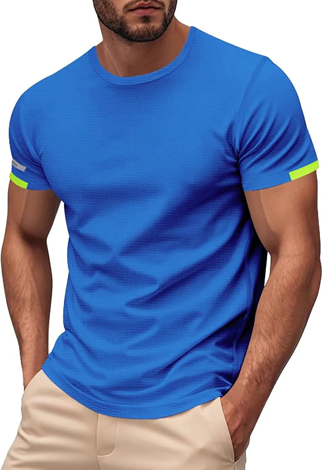 Mens T-Shirts Short Sleeve Athletic Stretch Muscle Fit Crew Neck Tees Quick Dry Performance Moisture Wicking T Shirts