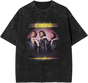 Men's Vintage Oversized T Shirt Cotton Graphic Short Sleeve Crew Neck Tees Black