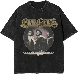 Men's Vintage Oversized T Shirt Cotton Graphic Short Sleeve Crew Neck Tees Black