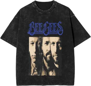 Men's Vintage Oversized T Shirt Cotton Graphic Short Sleeve Crew Neck Tees Black