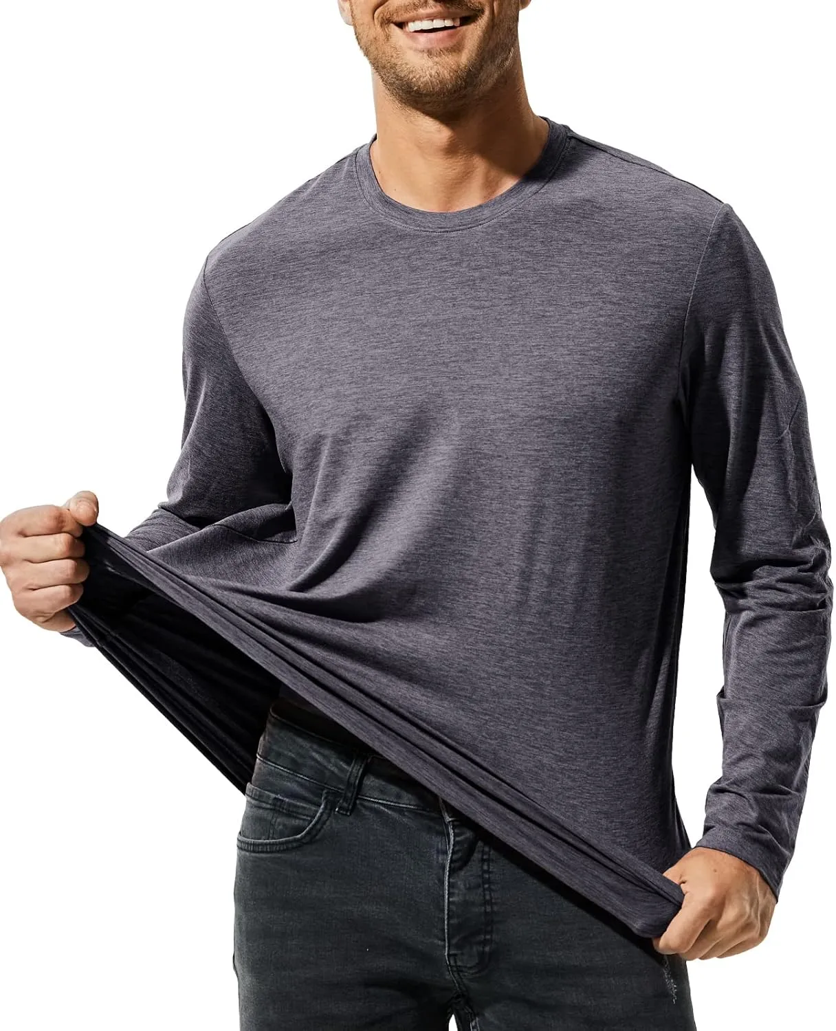 MIER X-Sofort Men's Long Sleeve T-Shirts Lightweight Super Soft Athletic Crew Neck Tees for Running Lounging Casual Workout