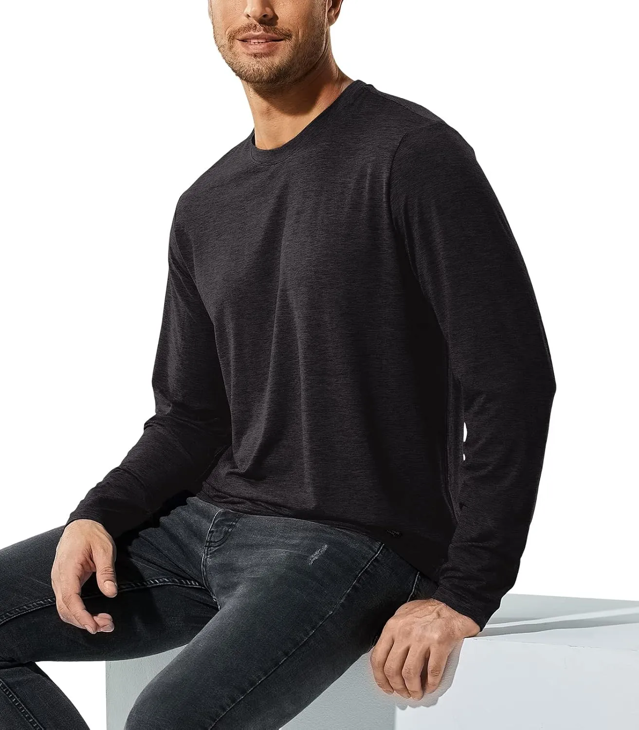 MIER X-Sofort Men's Long Sleeve T-Shirts Lightweight Super Soft Athletic Crew Neck Tees for Running Lounging Casual Workout