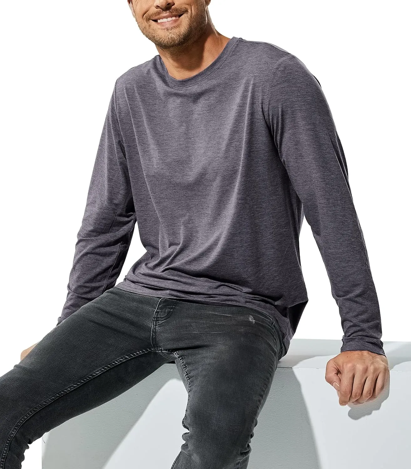 MIER X-Sofort Men's Long Sleeve T-Shirts Lightweight Super Soft Athletic Crew Neck Tees for Running Lounging Casual Workout