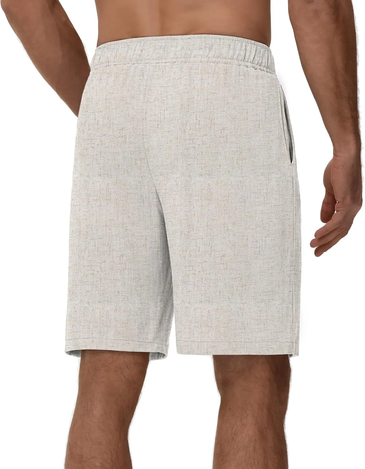 Neer 2 Pack Men's Linen Shorts, Elastic Waist Beach Shorts Summer Lightweight Shorts Casual Vacation Shorts with Pockets