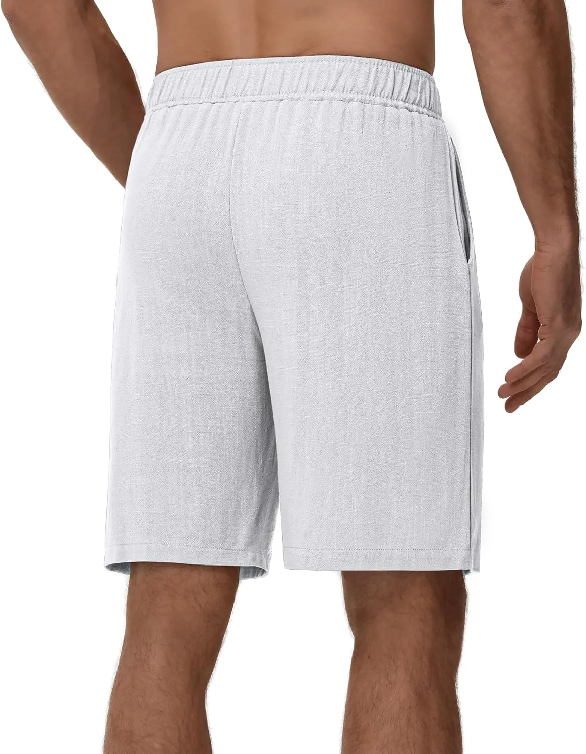 Neer 2 Pack Men's Linen Shorts, Elastic Waist Beach Shorts Summer Lightweight Shorts Casual Vacation Shorts with Pockets