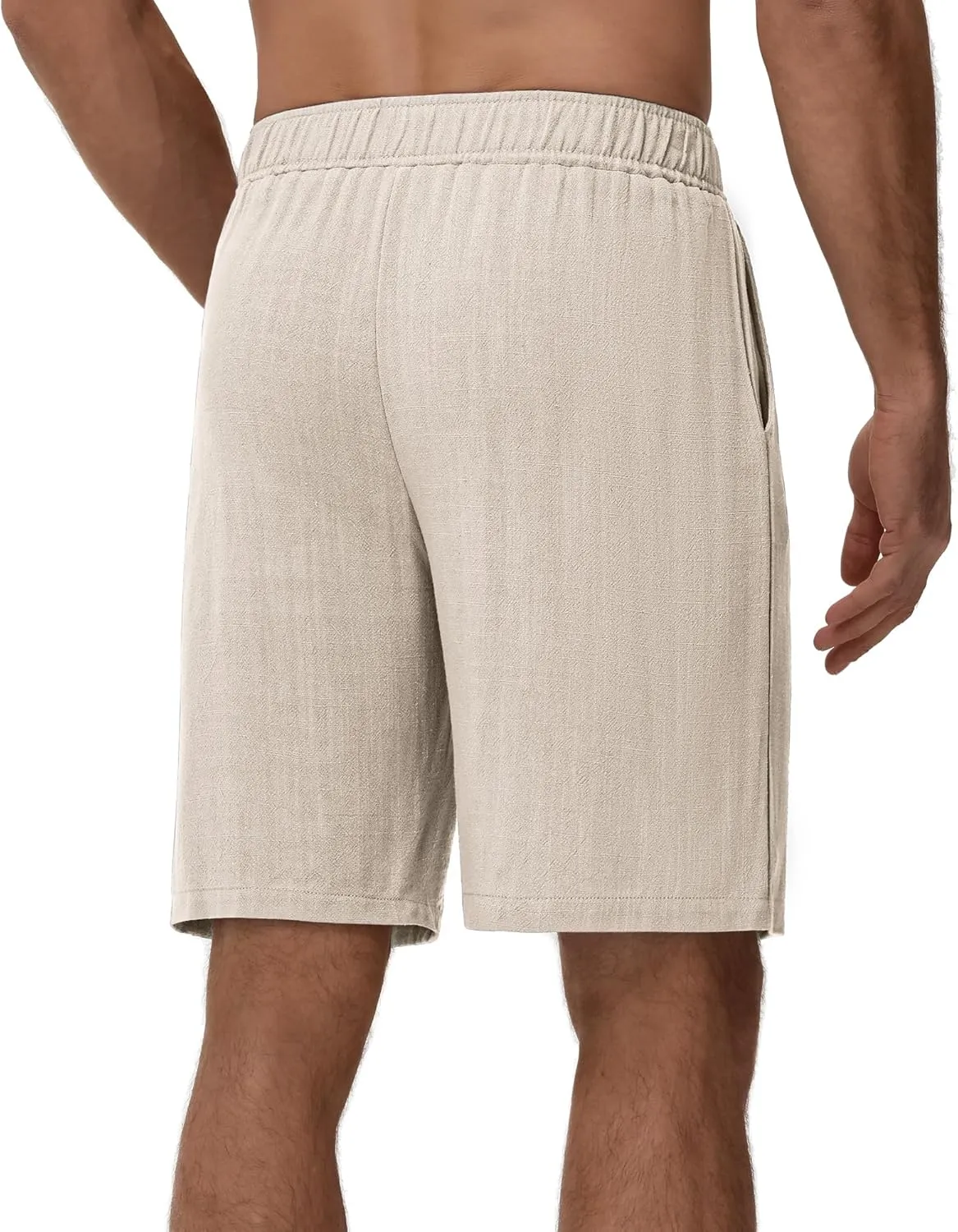 Neer 2 Pack Men's Linen Shorts, Elastic Waist Beach Shorts Summer Lightweight Shorts Casual Vacation Shorts with Pockets