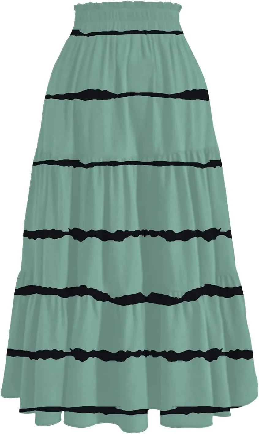 Partys Tapered Hems Skirts Ladies Pop Summer Cozy Loose Women Floral Elastic Waist