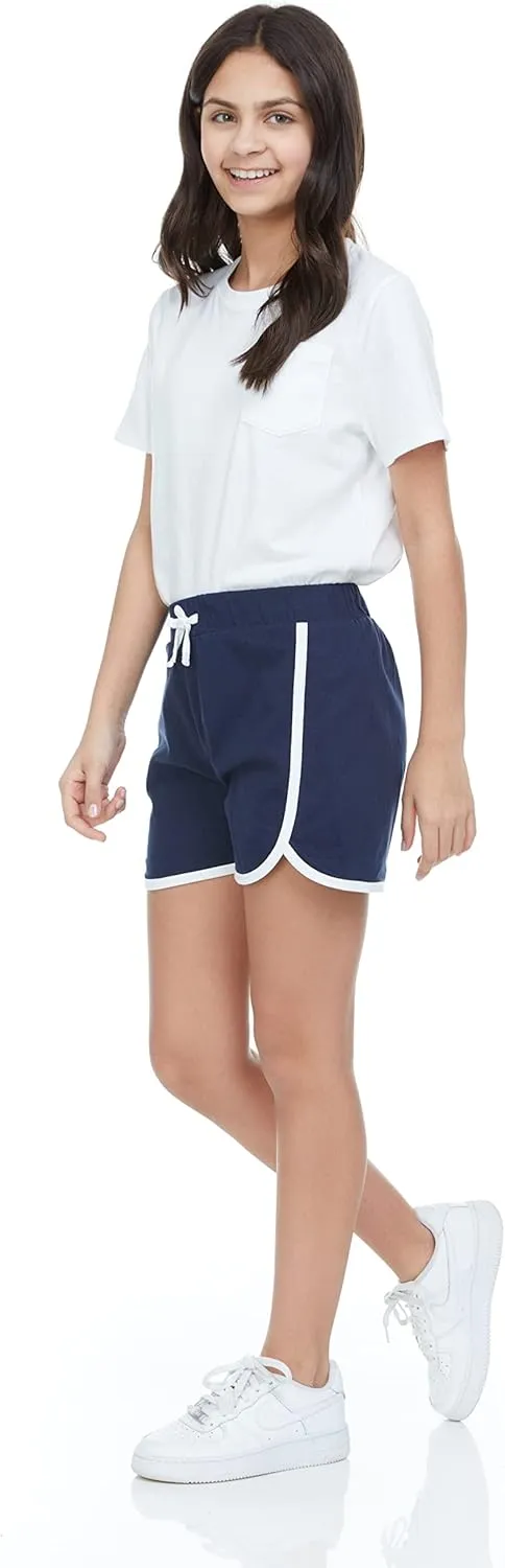 Pink Angel 4 Piece Dolphin Shorts for Girls, Running, Gym Workout Shorts for Kids, Activewear Drawstring Cotton Shorts