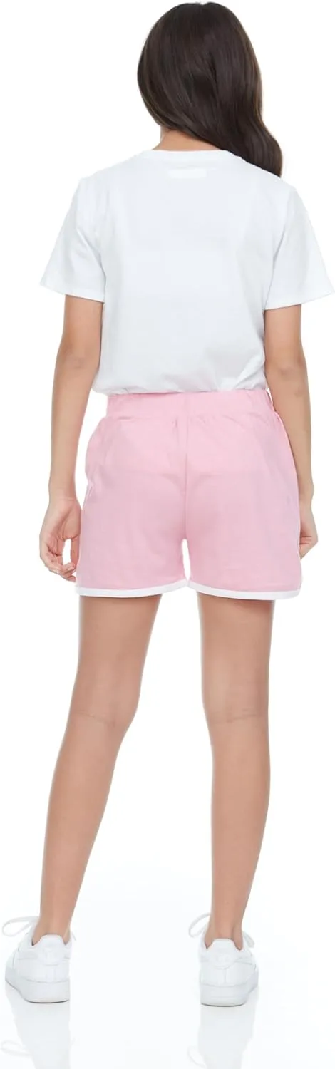 Pink Angel 4 Piece Dolphin Shorts for Girls, Running, Gym Workout Shorts for Kids, Activewear Drawstring Cotton Shorts