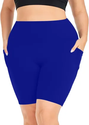 Plus Size Shorts for Women Stretch High Waist Workout Biker Short Leggings with Pocket Summer Fashion Fitness Shorts
