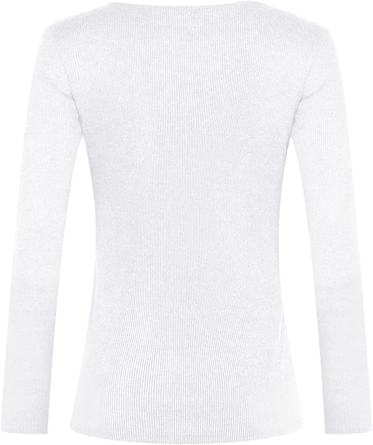 Plus Size Womens Long Sleeve Button V Neck Ribbed Knit T-Shirt Fitted Casual Basic Tops 2024 Fashion Slim Fit Tees