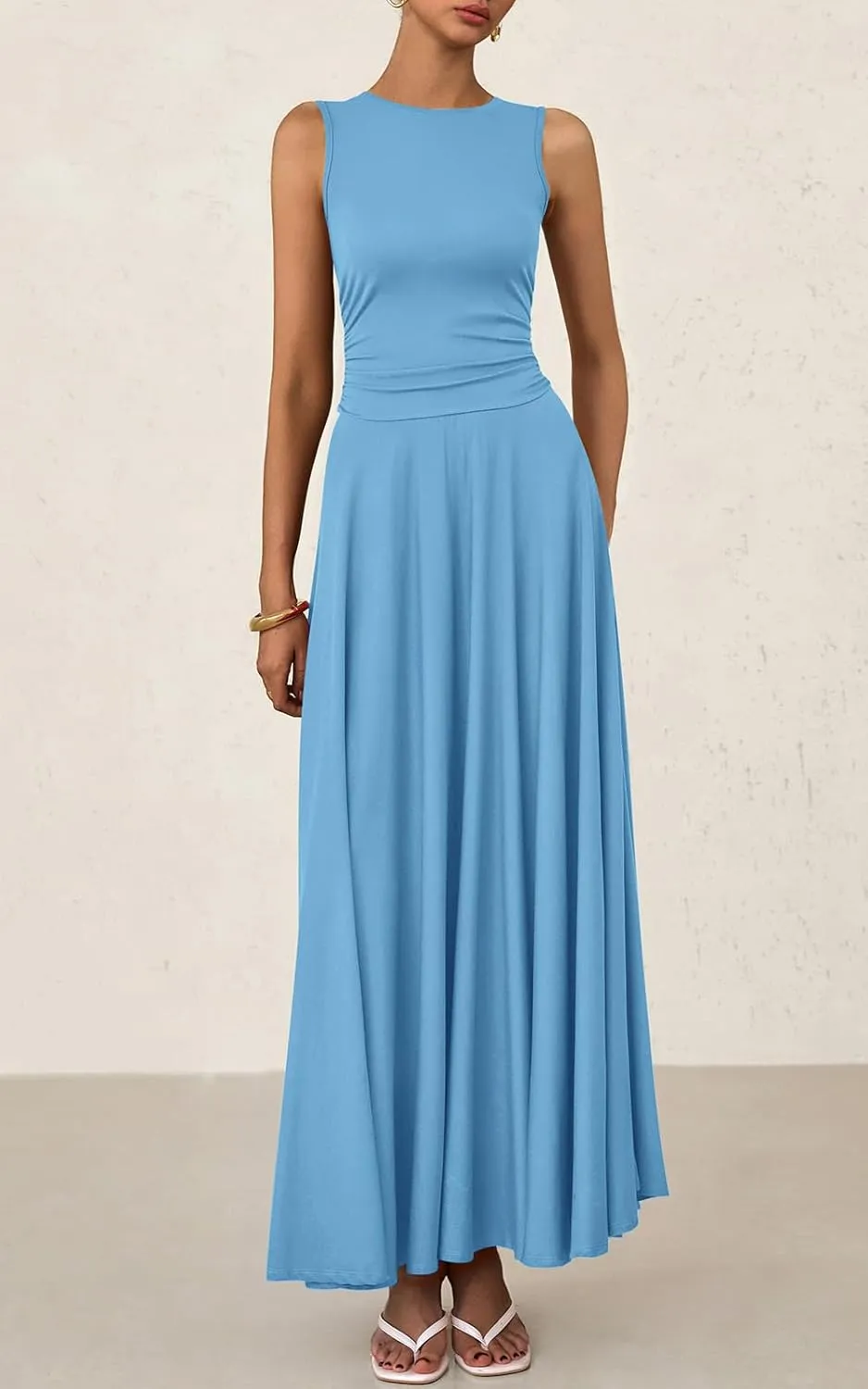 PRETTYGARDEN Womens Spring Dresses 2025 Casual Sleeveless Crewneck Aline Maxi Dress Stretch Tank Flowy Long Dresses