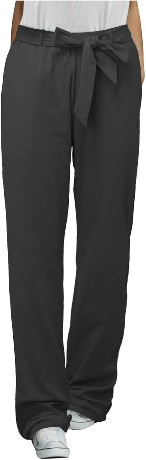 PTOLOCIF Casual Pants for Women,High Waisted Palazzo Pants Drawstring Back Elastic Waist Pants Ankle Length Boho Pants