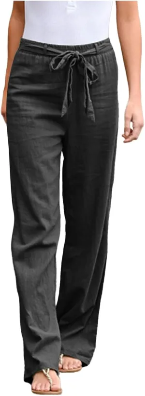 PTOLOCIF Casual Pants for Women,High Waisted Palazzo Pants Drawstring Back Elastic Waist Pants Ankle Length Boho Pants