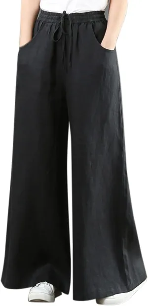 PTOLOCIF Cotton Pants for Women,Baggy Linen Pants Summer Lightweight High Waist Palazzo Pants Loose Straight Leg Pants