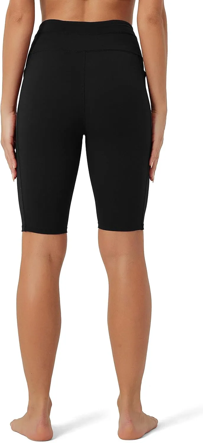 Rataves Womens Shorts 10" Workout Yoga Shorts with Pockets High Waisted Athletic Shorts Running Biker Shorts（007）