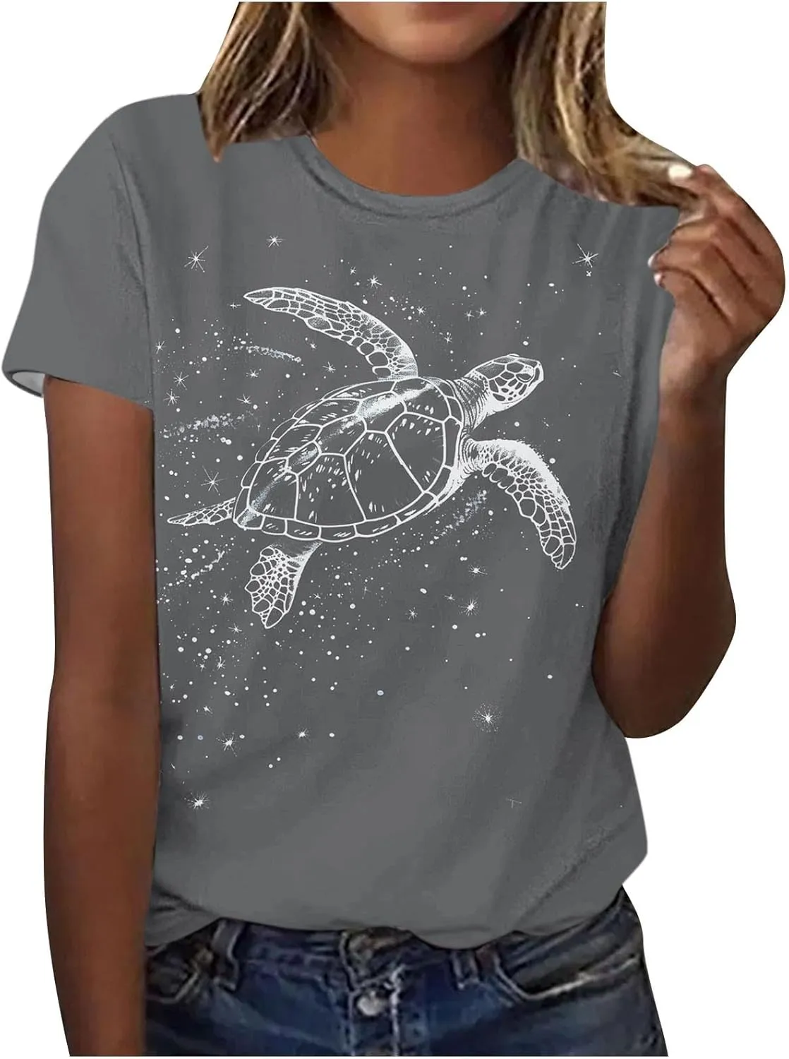 Sea Turtles Graphic Tops for Women Crewneck Short Sleeve Tshirts Summer Casual Trendy Blouses Beach Vacation Tees