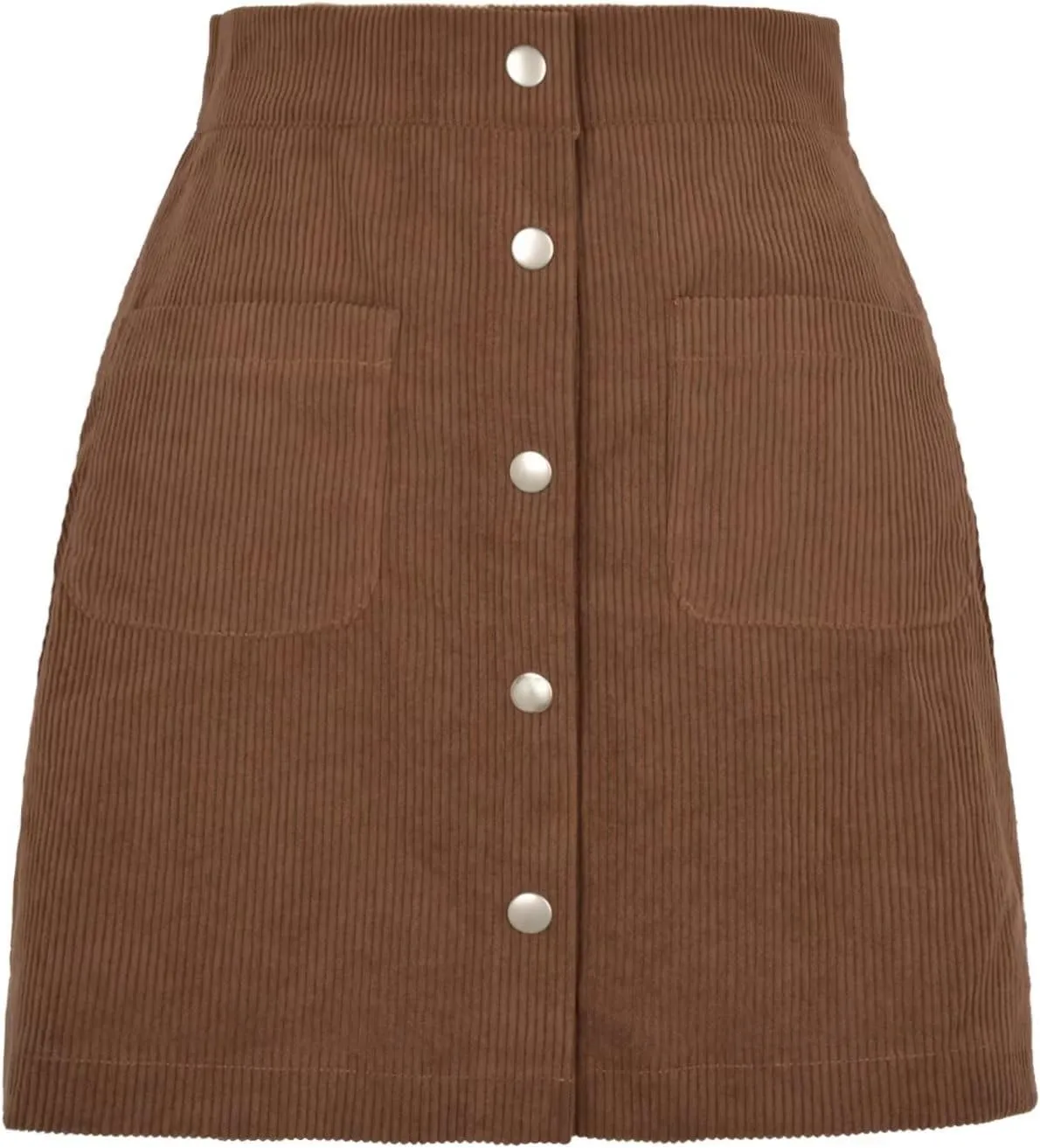 Sheface Women's Corduroy Button Down Mini Short Skirt High Waist A-line Wrap Skirts with Pockets