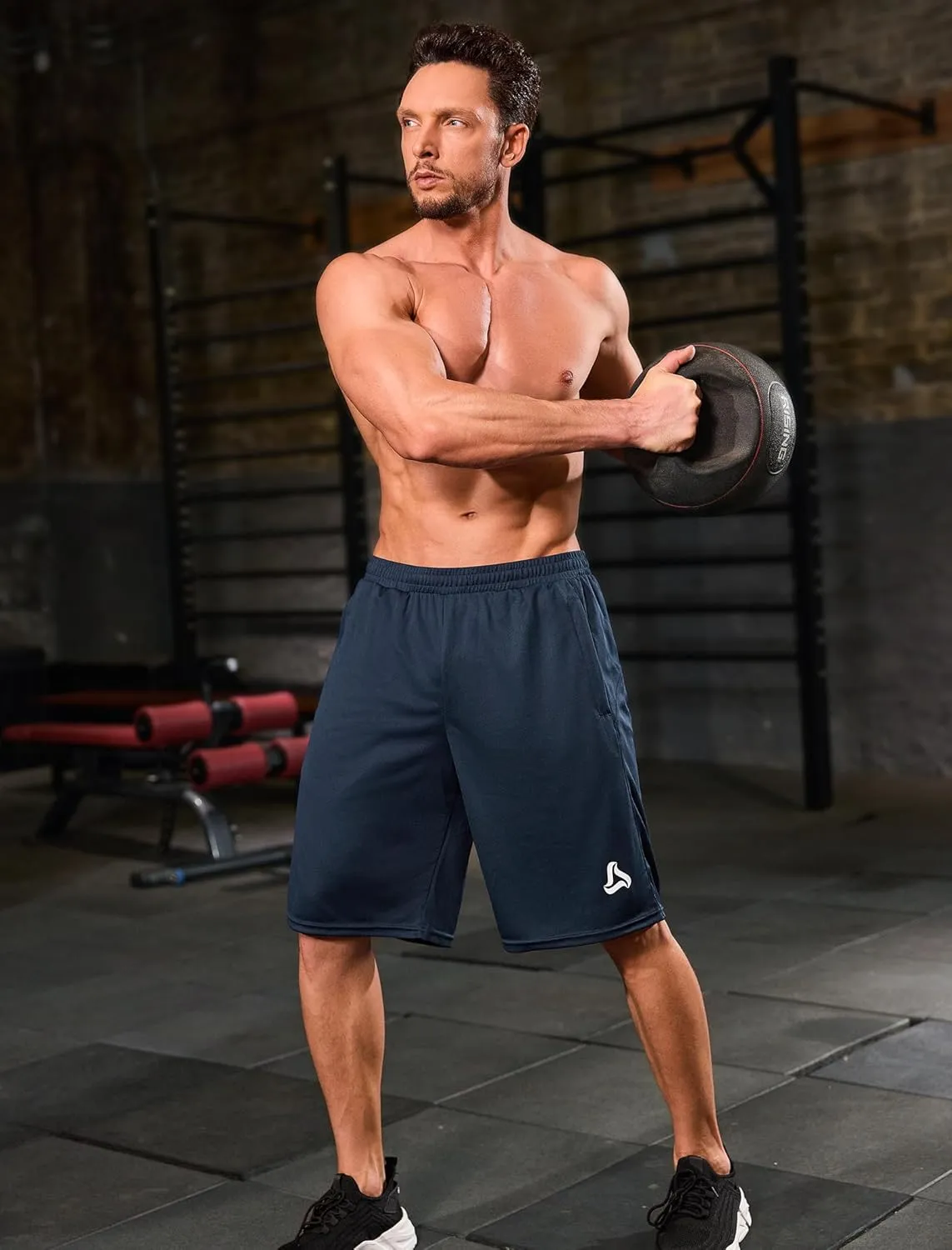 SILKWORLD Men's Athletic Basketball Shorts - 10" Mesh Cool Dry Gym Workout Shorts with Liner and Zipper Pockets