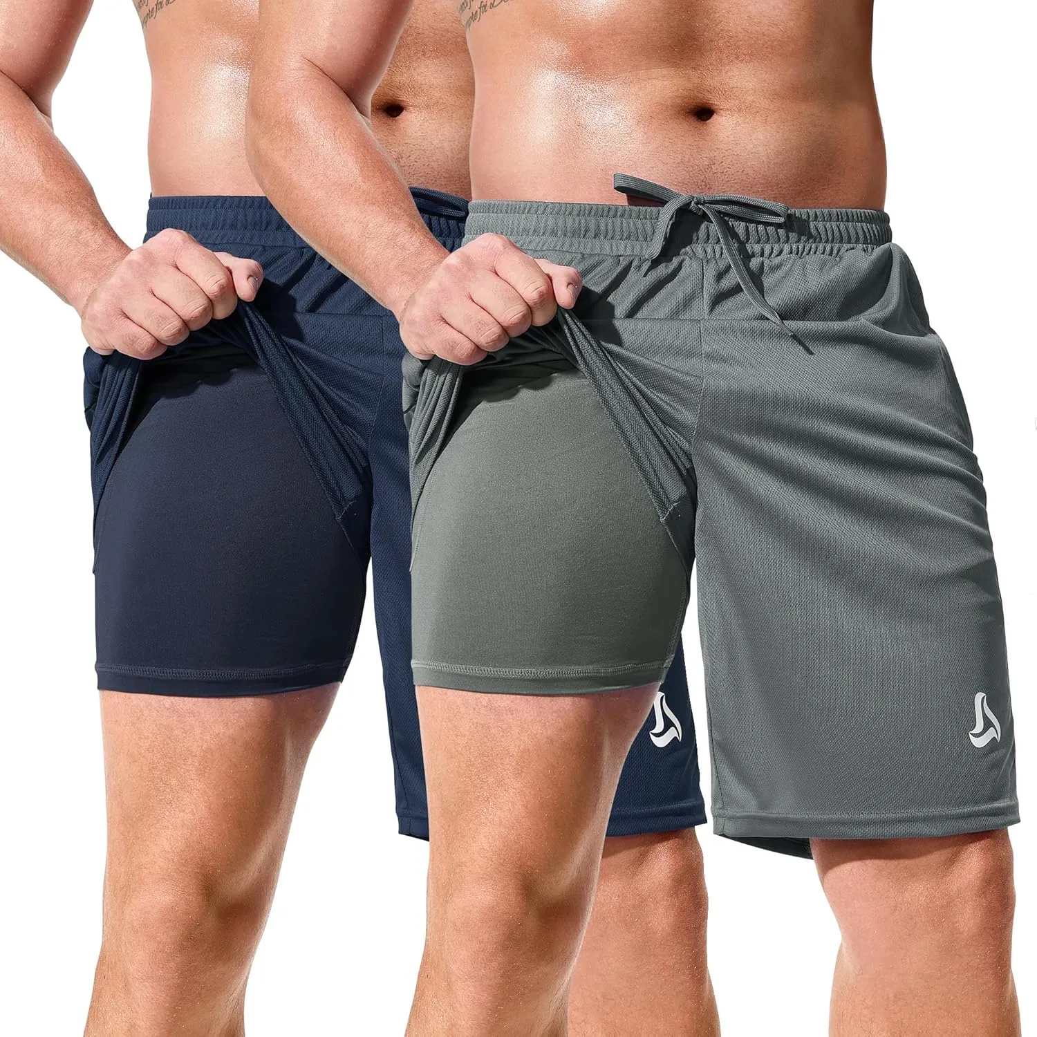 SILKWORLD Men's Athletic Basketball Shorts - 10" Mesh Cool Dry Gym Workout Shorts with Liner and Zipper Pockets