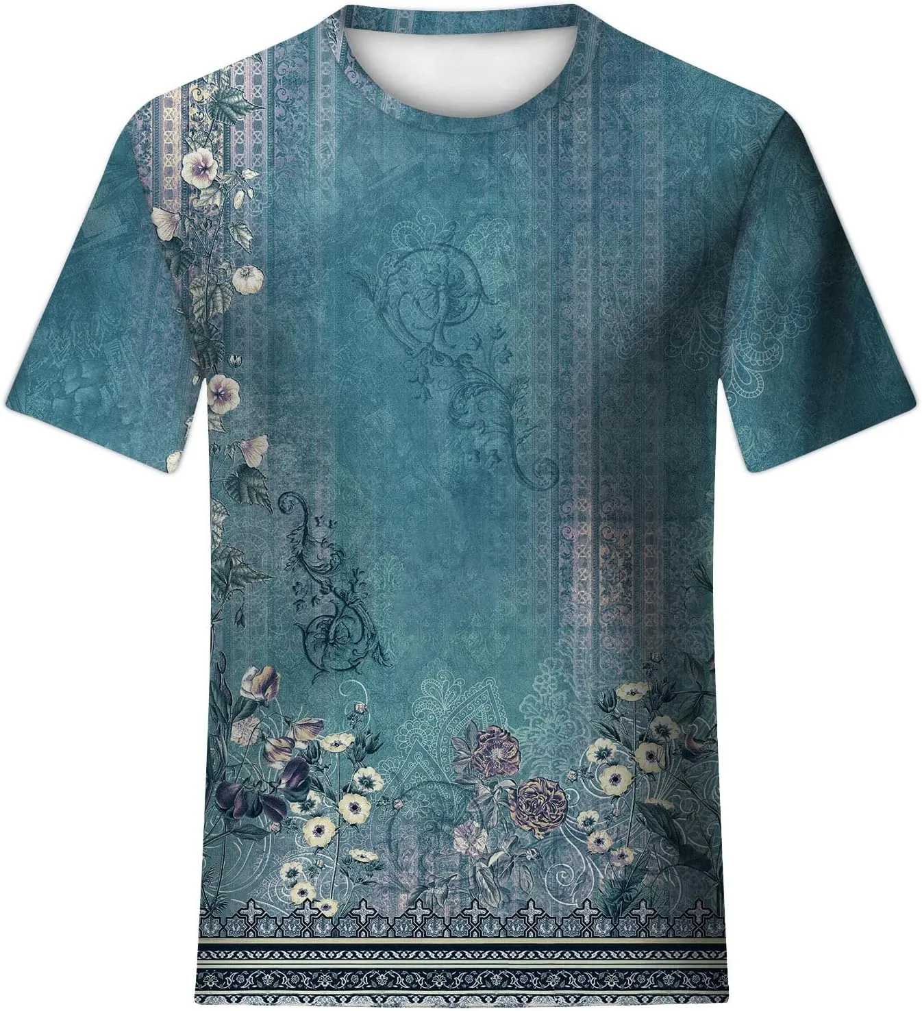 Summer Outfits for Women Short Sleeve Printed Tops Round Neck Trendy Tees Vacation Plus Size Tunics Casual T Shirt