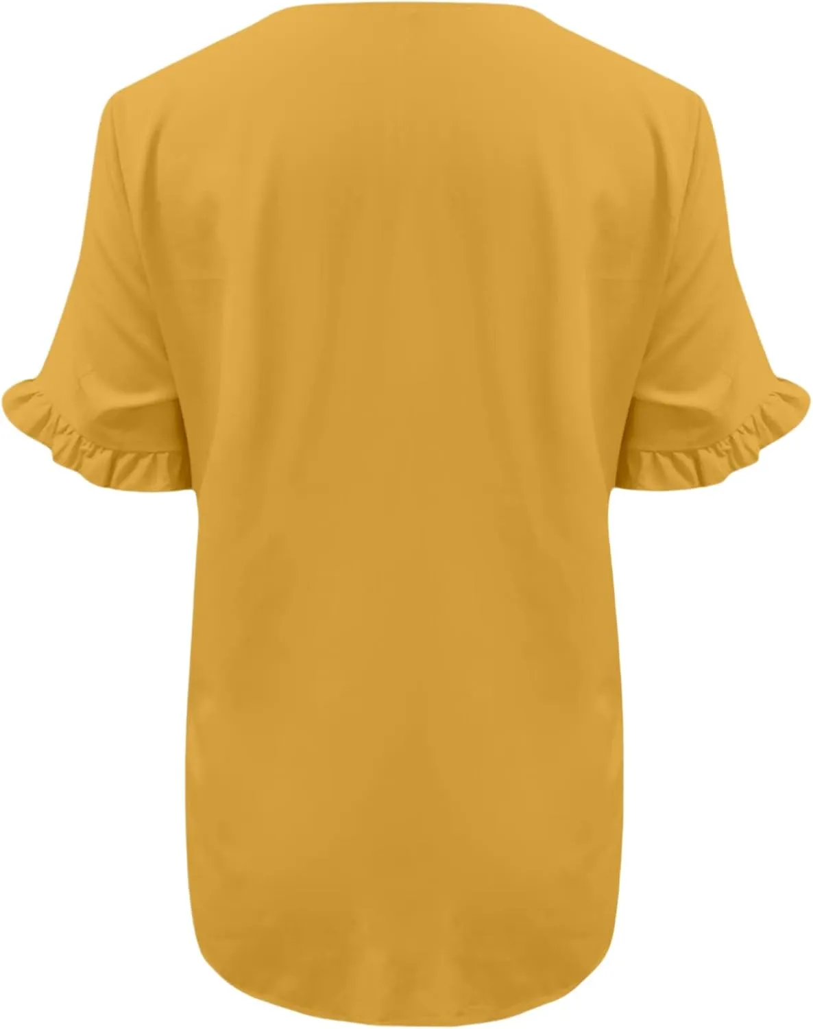 Summer Shirts for Women Causal V Neck Button Down Ruffle Short Sleeve Tops Fashion Loose Fit Solid Color Blouses