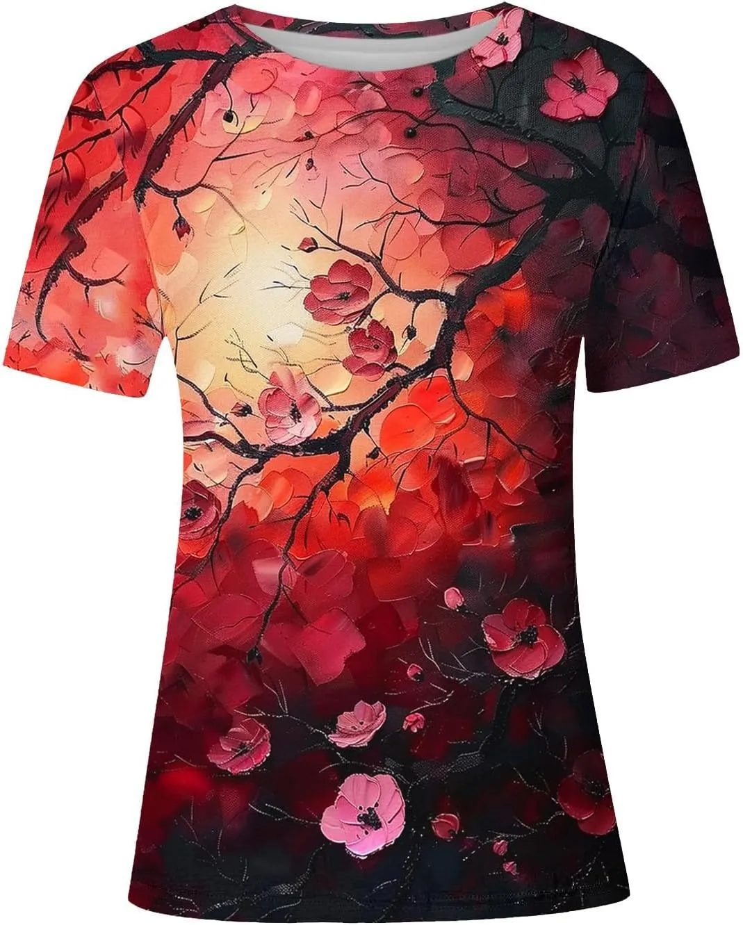 Summer Tops for Women 2025 Trendy Short Sleeve Boho Shirts Retro Floral Graphic Tees Plus Size Casual Crew Neck Tshirt