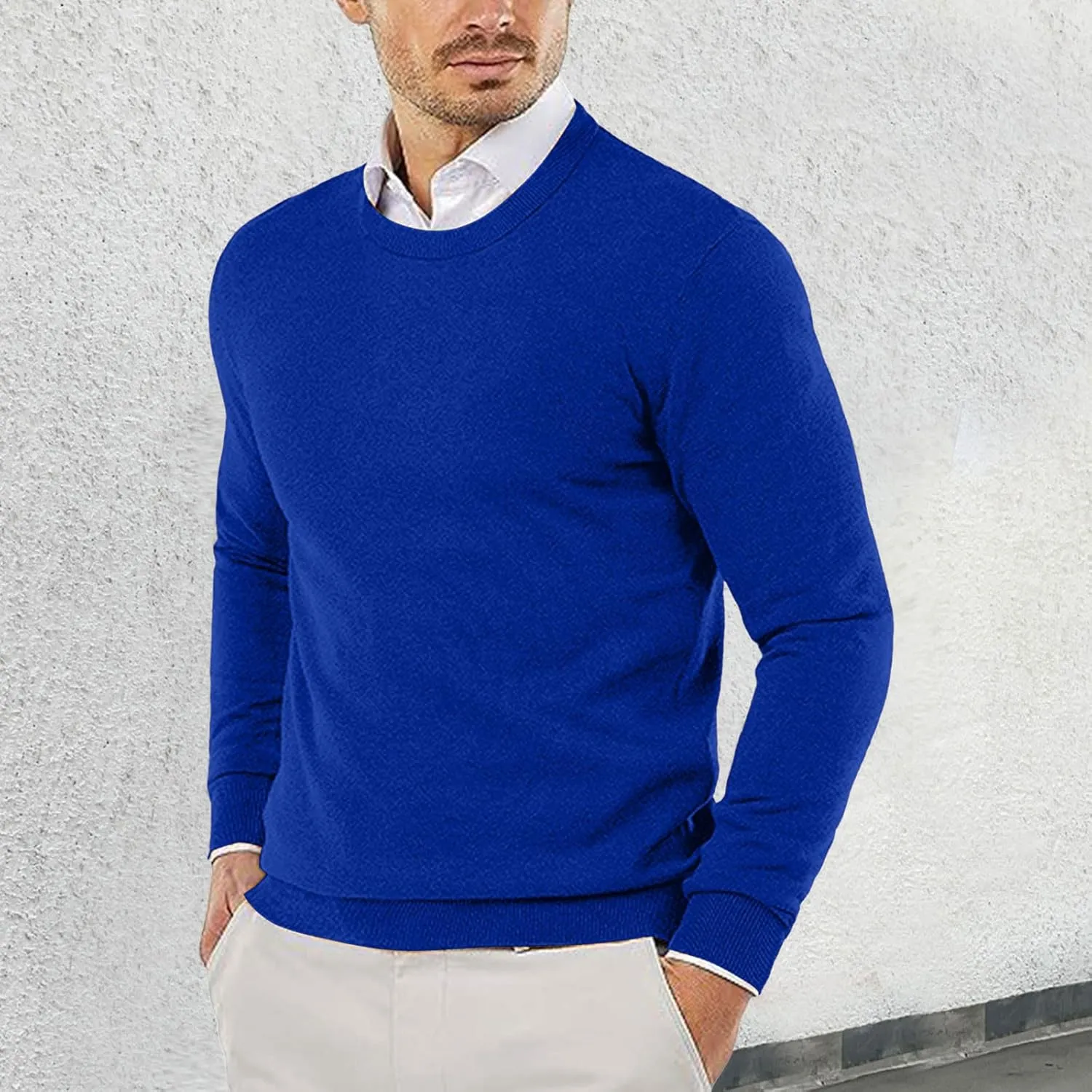 Sweaters for Men 2024 Business Winter Muscle Warm Sweater Comfortable V Neck Slim Long Sleeved Pullover Sweater