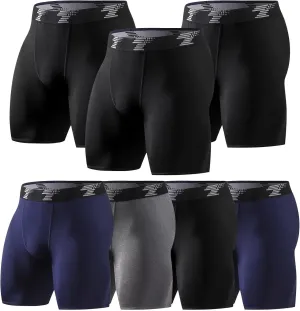 TELALEO 7 Pack Compression Shorts Men Spandex Athletic Underwear Performance Boxer Briefs Workout Baselayer