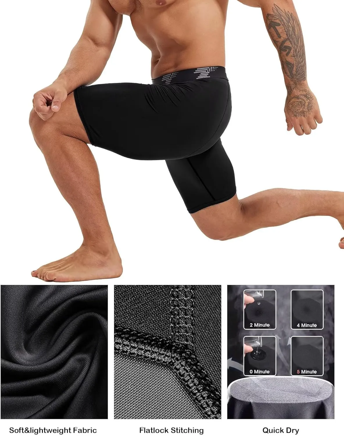 TELALEO 7 Pack Compression Shorts Men Spandex Athletic Underwear Performance Boxer Briefs Workout Baselayer