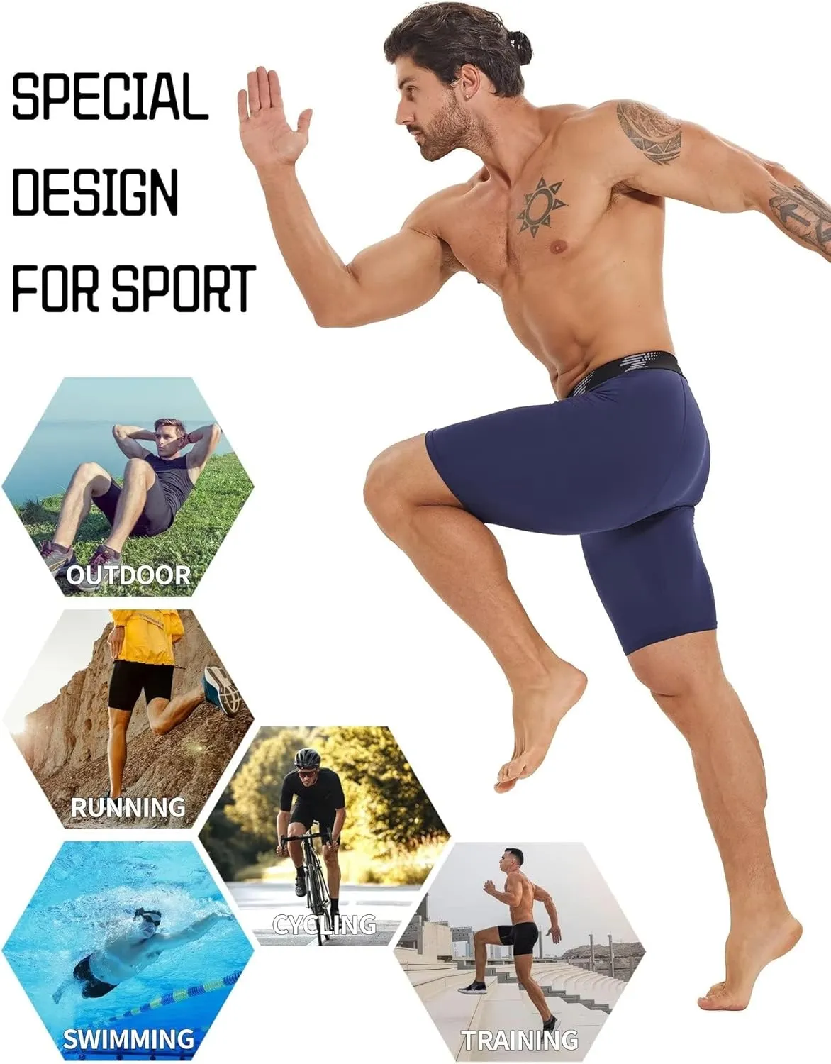 TELALEO 7 Pack Compression Shorts Men Spandex Athletic Underwear Performance Boxer Briefs Workout Baselayer