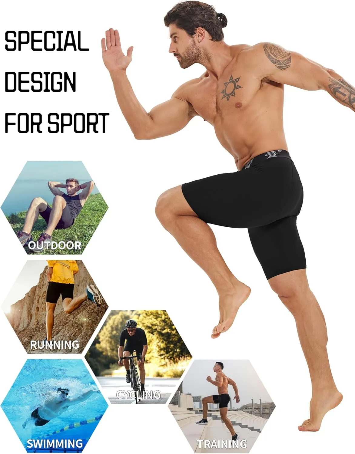 TELALEO 7 Pack Compression Shorts Men Spandex Athletic Underwear Performance Boxer Briefs Workout Baselayer