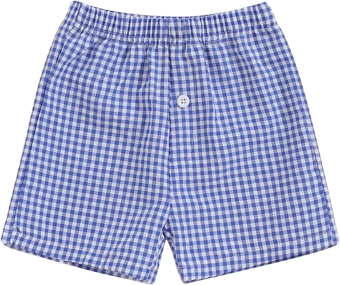 Toddler Boy Shorts Baby Girl Plaid Shorts Elastic Waist Casual Wide Leg Shorts Summer Loose Fitting Lounge Shorts