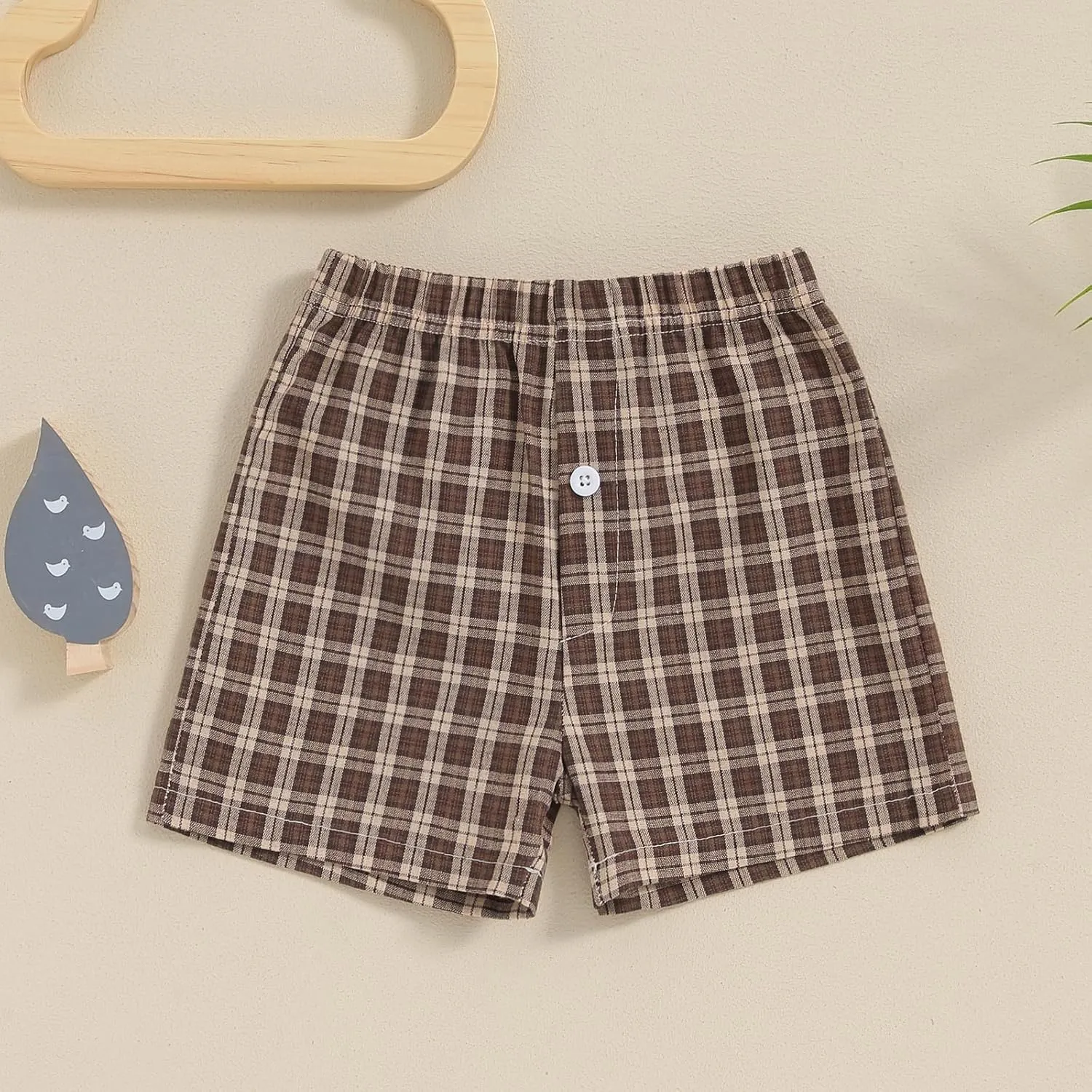 Toddler Boy Shorts Baby Girl Plaid Shorts Elastic Waist Casual Wide Leg Shorts Summer Loose Fitting Lounge Shorts