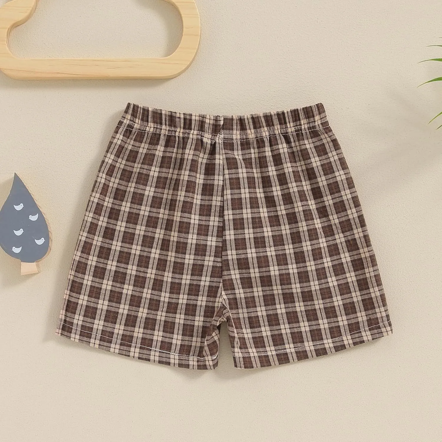 Toddler Boy Shorts Baby Girl Plaid Shorts Elastic Waist Casual Wide Leg Shorts Summer Loose Fitting Lounge Shorts