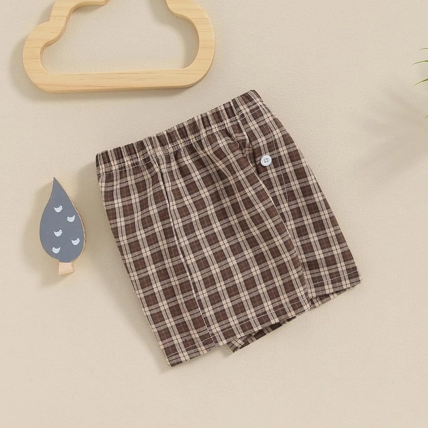 Toddler Boy Shorts Baby Girl Plaid Shorts Elastic Waist Casual Wide Leg Shorts Summer Loose Fitting Lounge Shorts
