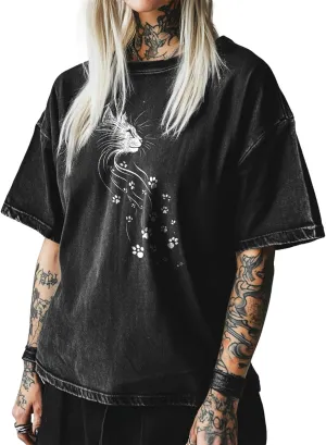 Trendy Shirts for Women Loose Short Sleeve Cotton Plus Size Casual Crew Neck Tees Basic Washed T-Shirts