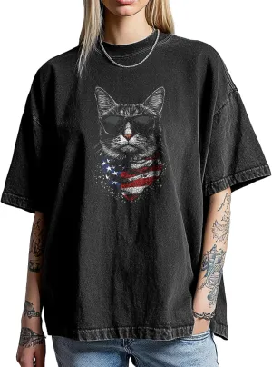 Trendy Shirts for Women Loose Short Sleeve Cotton Plus Size Casual Crew Neck Tees Basic Washed T-Shirts