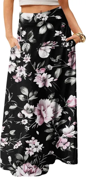 Trendy Women's Skirts, Boho Vacation Summer Casual Flowy Beach Womens Skirts