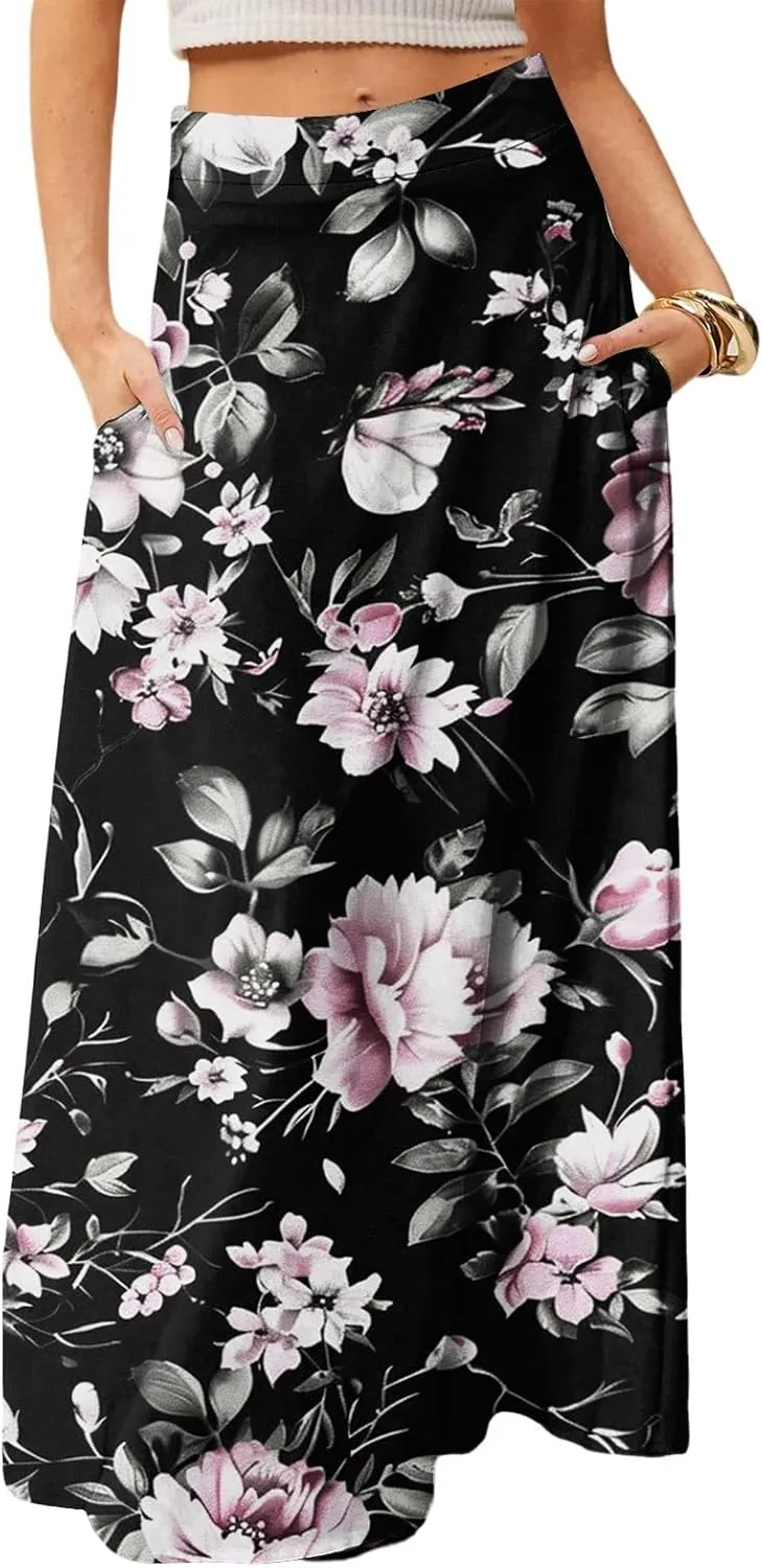 Trendy Women's Skirts, Boho Vacation Summer Casual Flowy Beach Womens Skirts