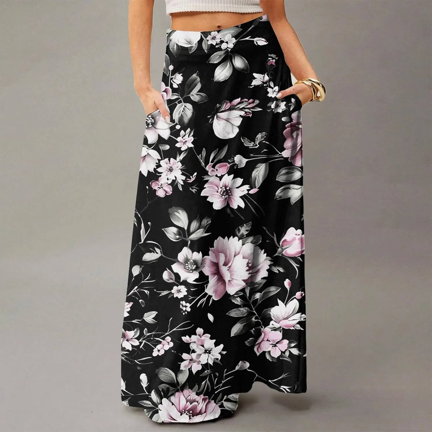 Trendy Women's Skirts, Boho Vacation Summer Casual Flowy Beach Womens Skirts