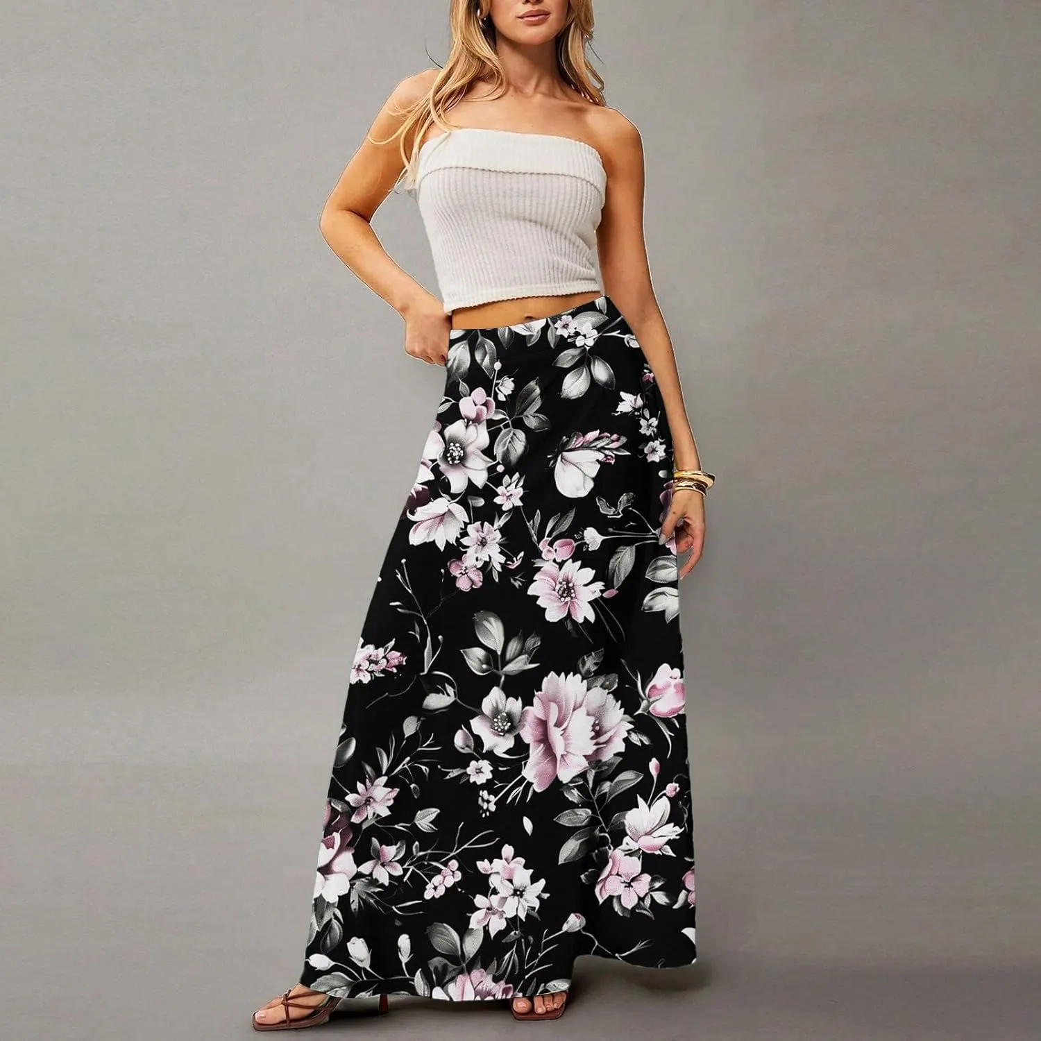 Trendy Women's Skirts, Boho Vacation Summer Casual Flowy Beach Womens Skirts