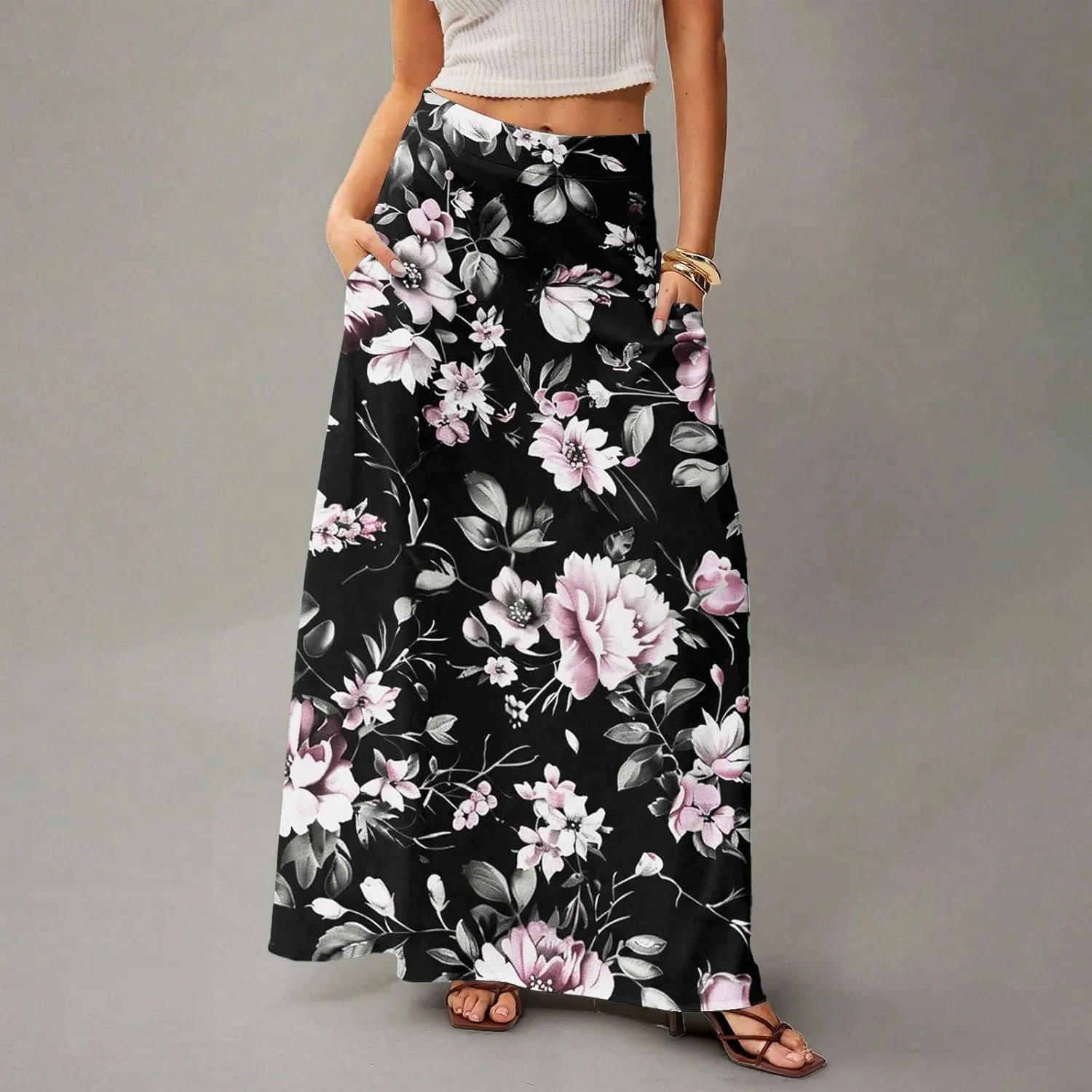 Trendy Women's Skirts, Boho Vacation Summer Casual Flowy Beach Womens Skirts