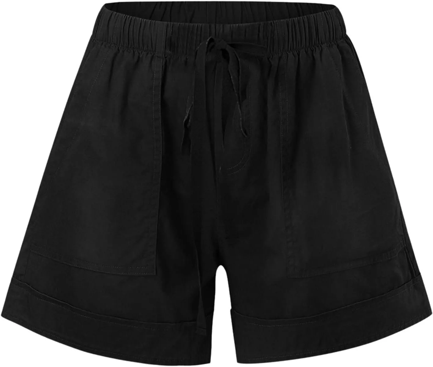 TUNUSKAT Shorts for Women 2024 Elastic High Waist Casual Summer Plus Size Beach Short Pants with Pockets Comfy Lounge Outfits