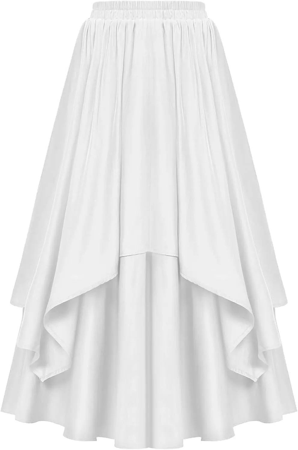 Vintage Renaissance Skirts for Women Double Layered Tiered Long Skirt High Waisted Asymmetrical Ruffle A Line Skirt