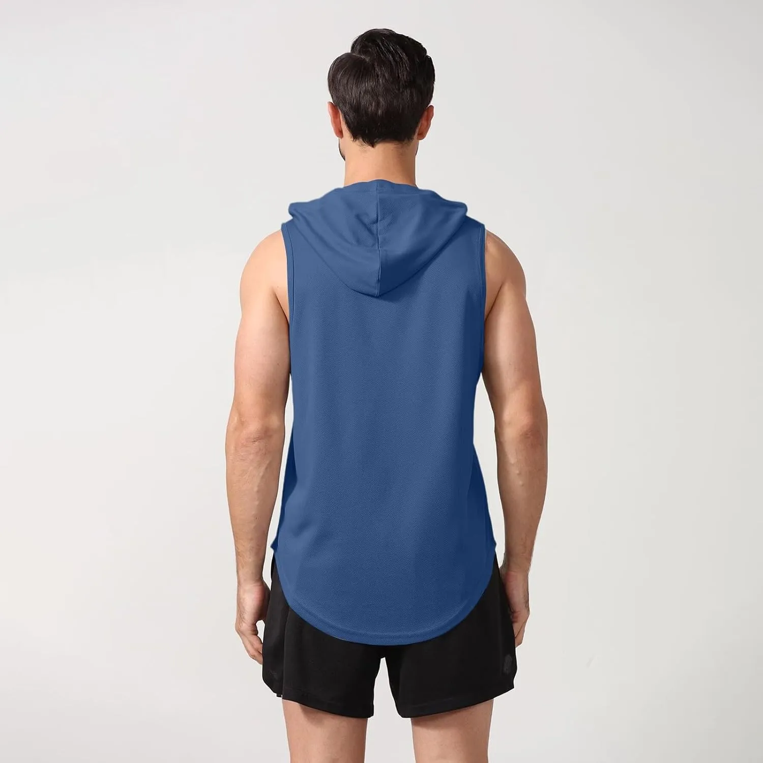 WENKOMG1 Mens Mesh Tank Tops Lightweight Breathable Quick Dry Hoodies Active Athletic Hooded Workout Tank Tops