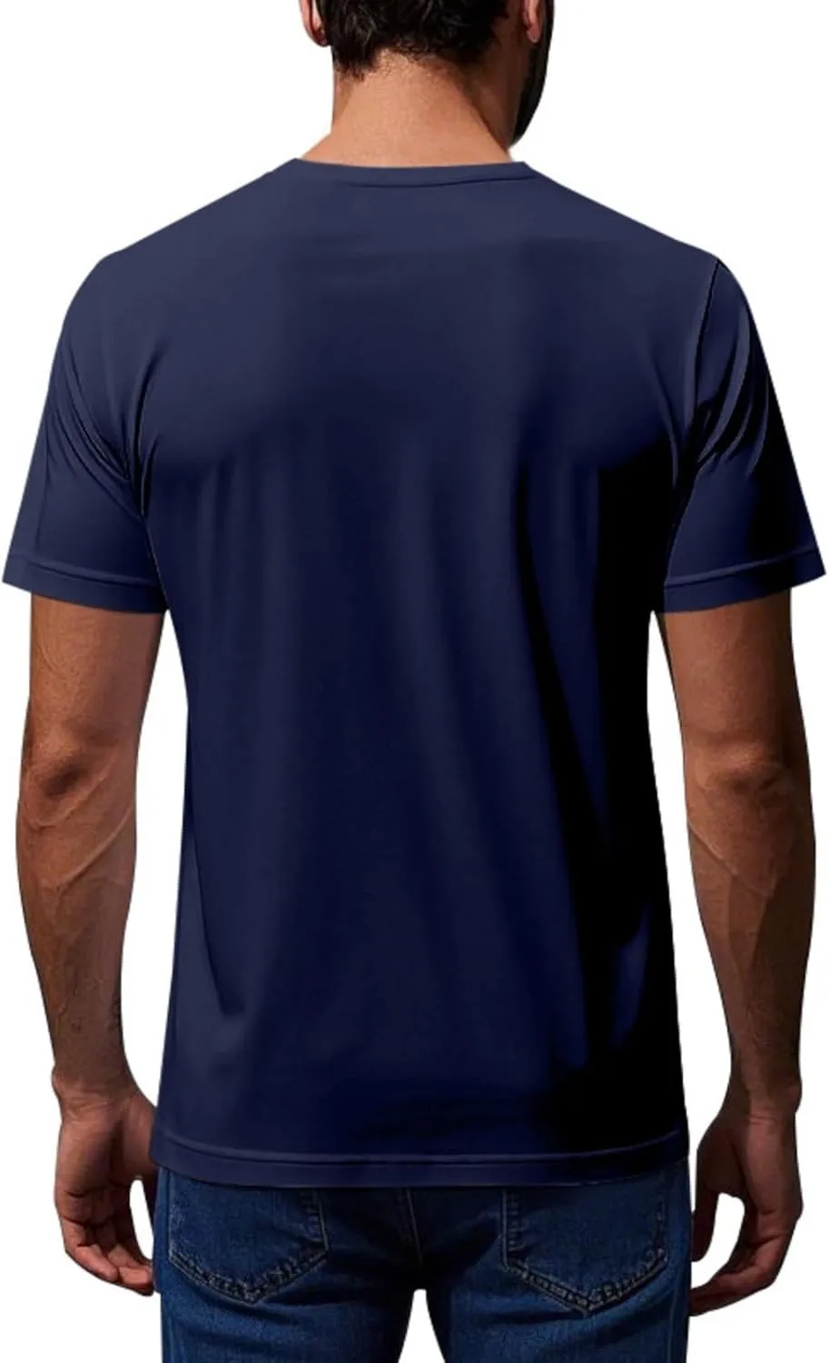 WENKOMG1 Mens Round Neck T-Shirt Quick Dry Solid Color Basic Summer Workout Gym Shirt