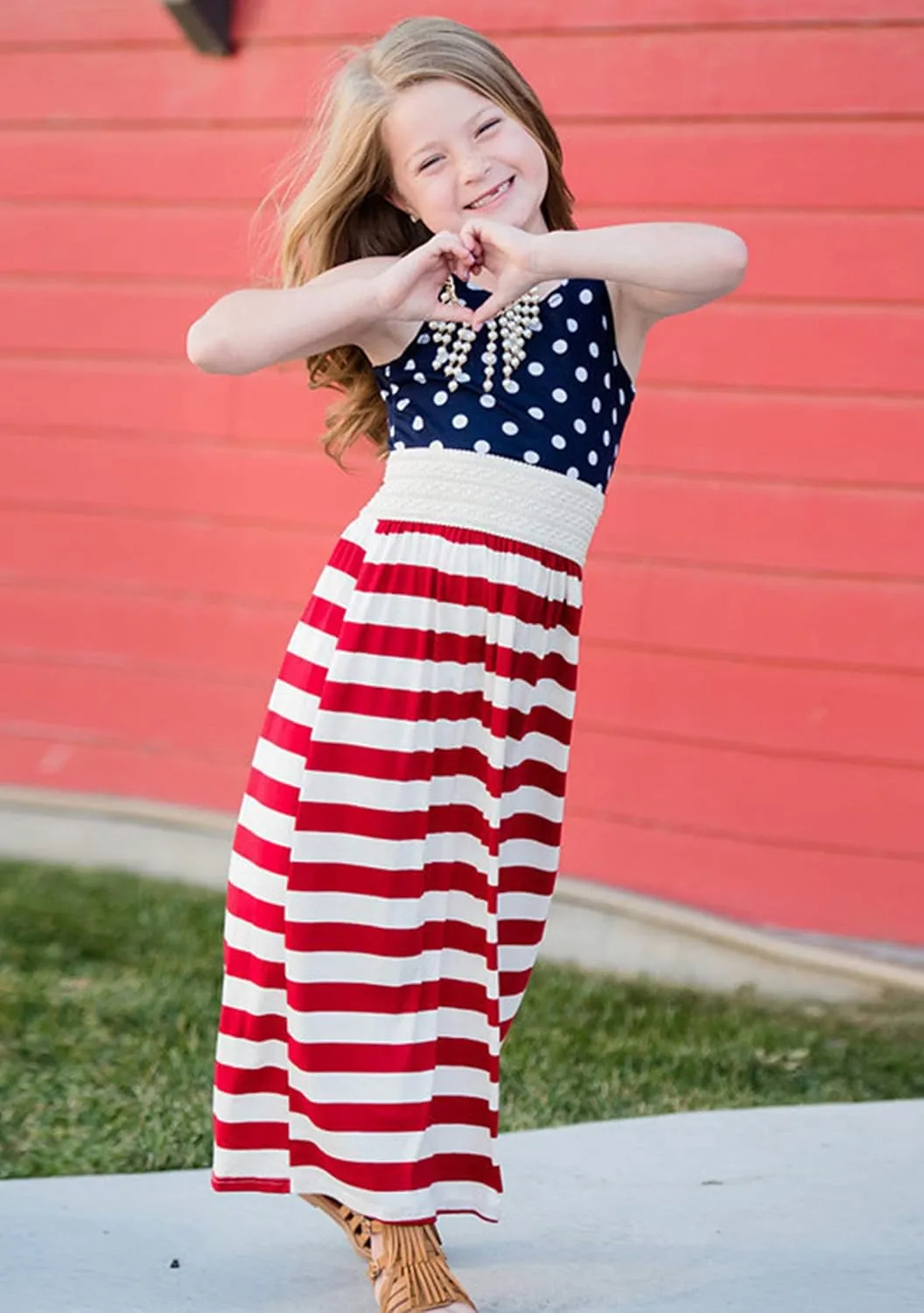 WIWIQS Summer Cute Mommy and Me Boho Striped Chevron Maxi Dresses