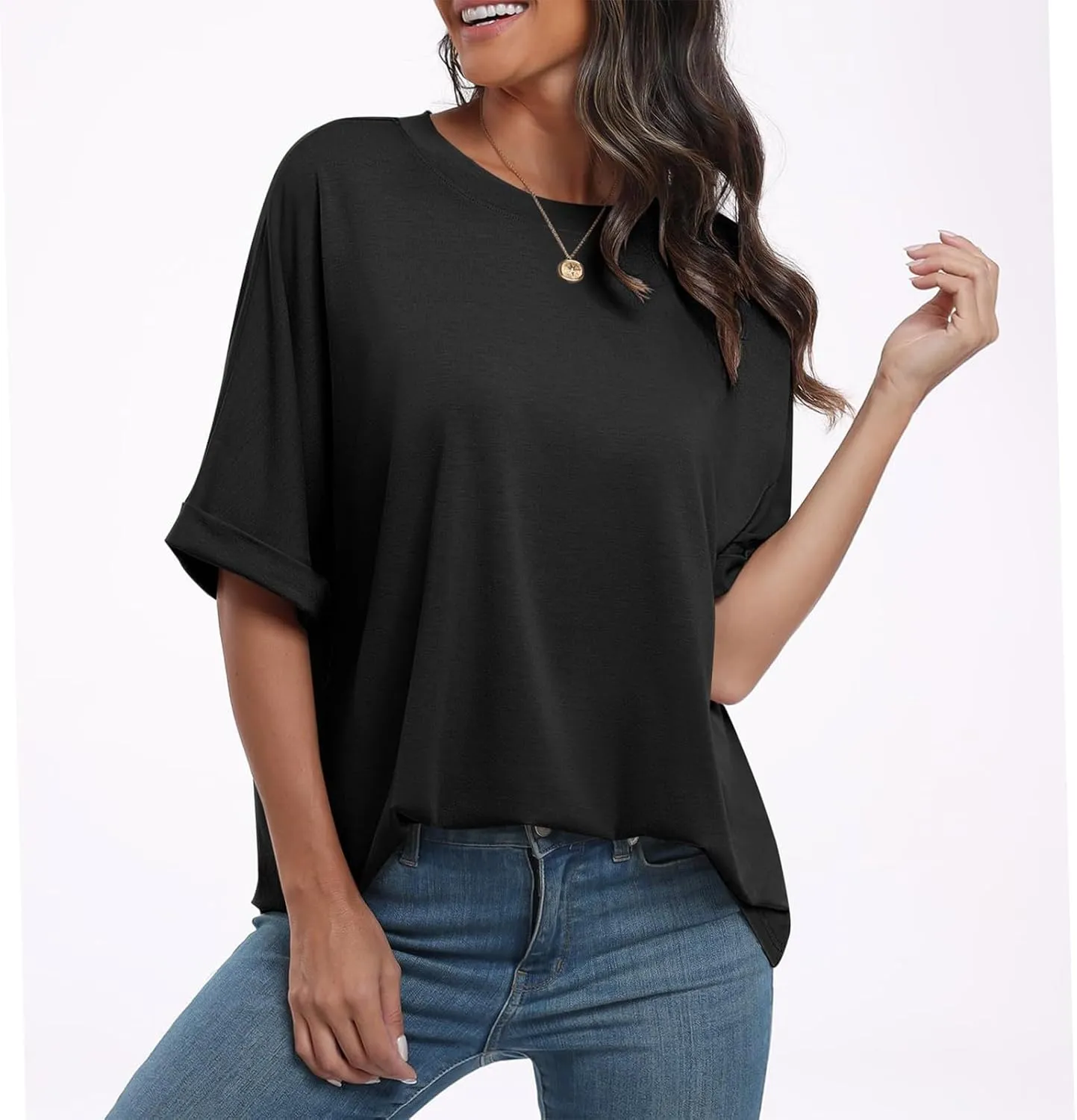 Women Oversized Striped Short Sleeve T-Shirts Color Block Crew Neck Pullover Basic Shirt Casual Summer Tee Tops